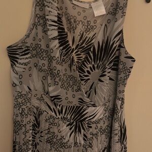 Worthington Black and Gray Floral Blouse